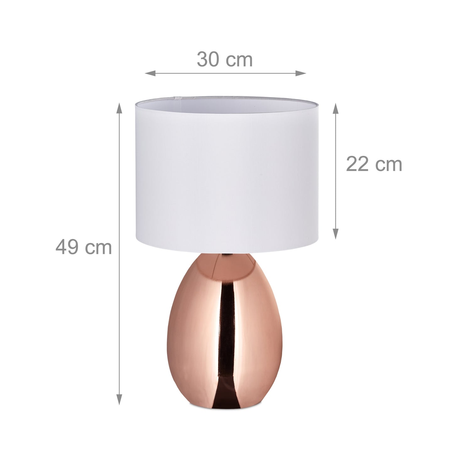 Large bedside lamp with touch function copper