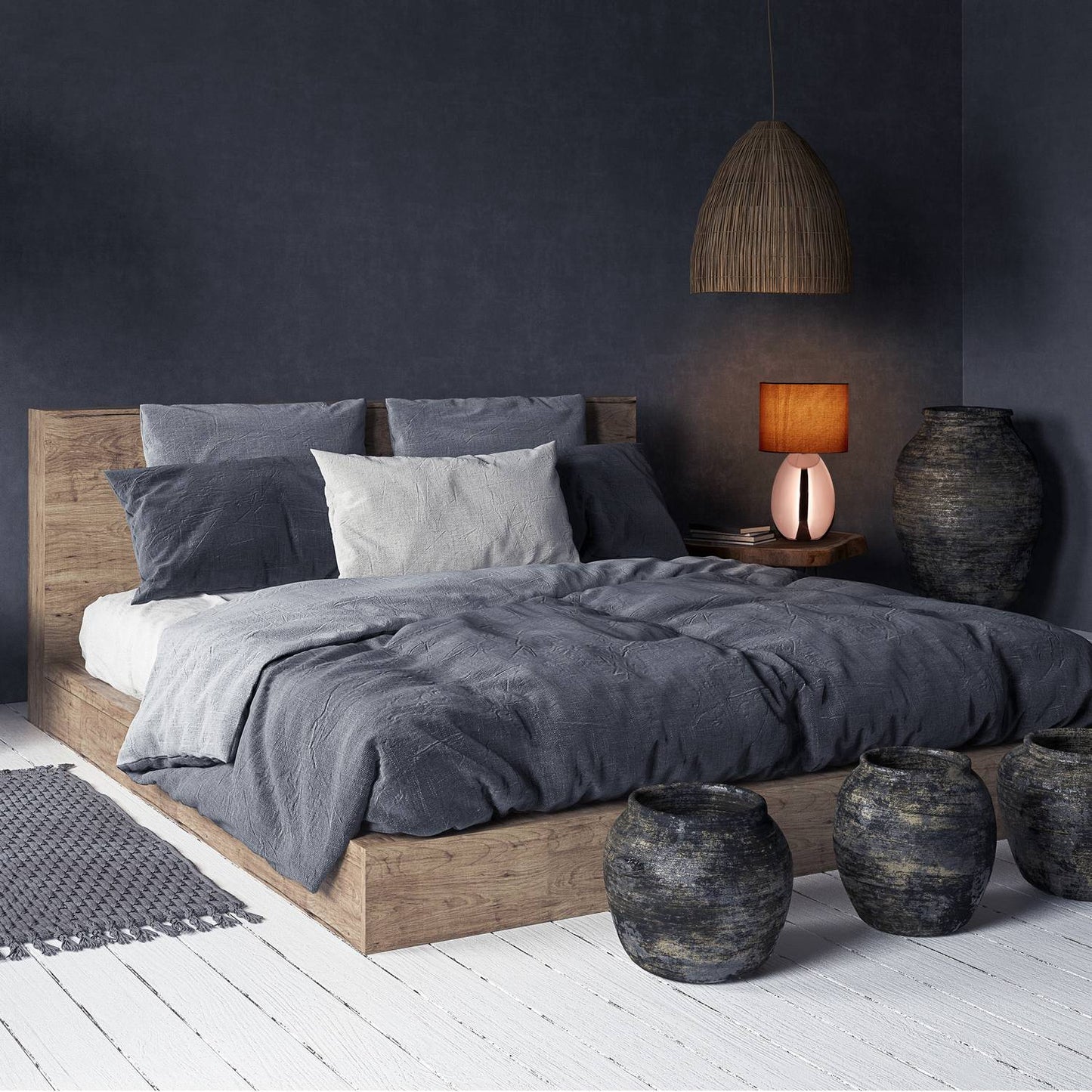 Large bedside lamp with touch function copper
