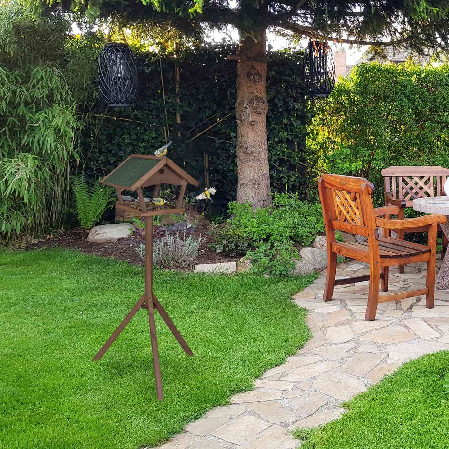 Large bird table on pole