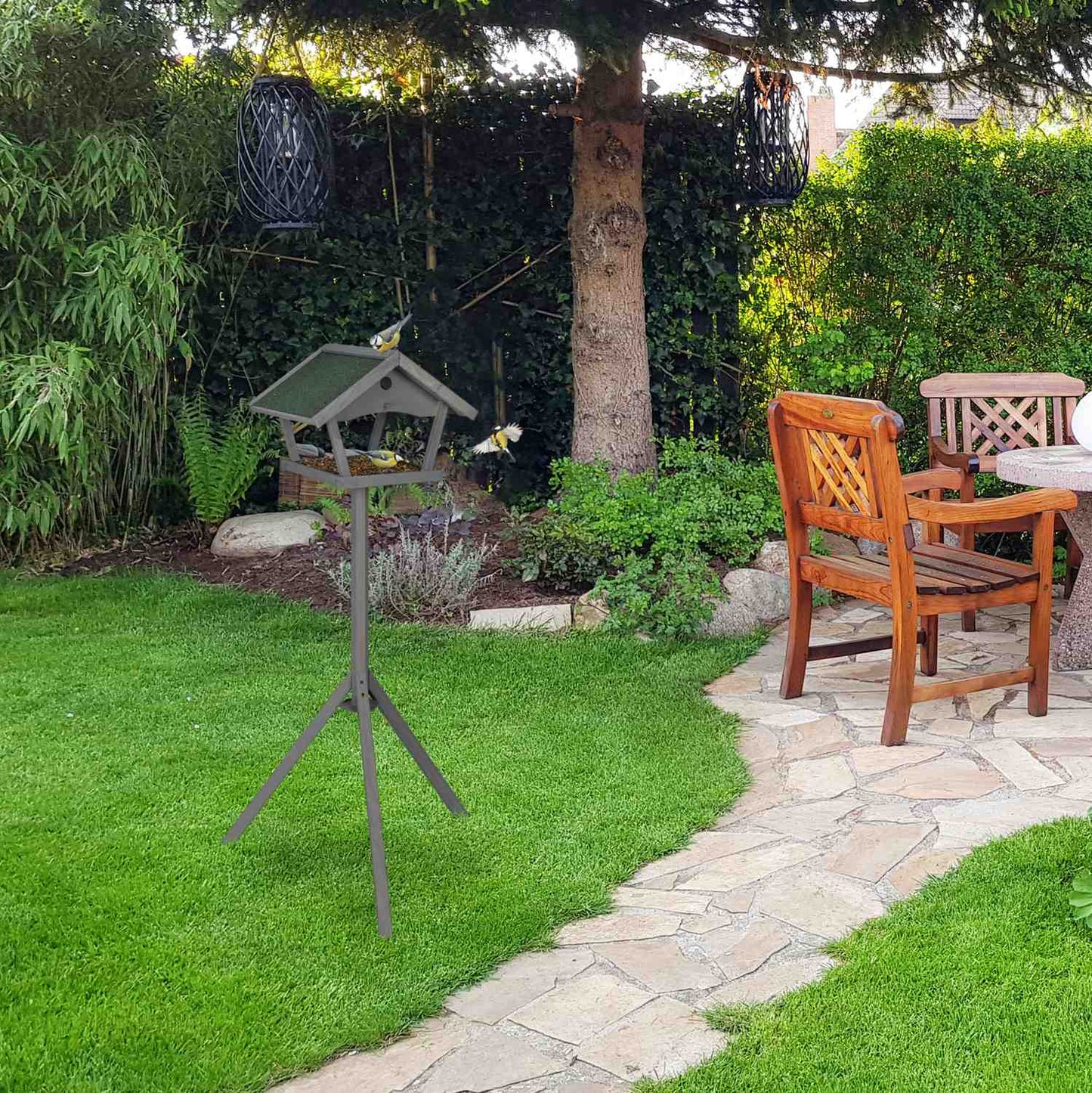 Large bird table on pole