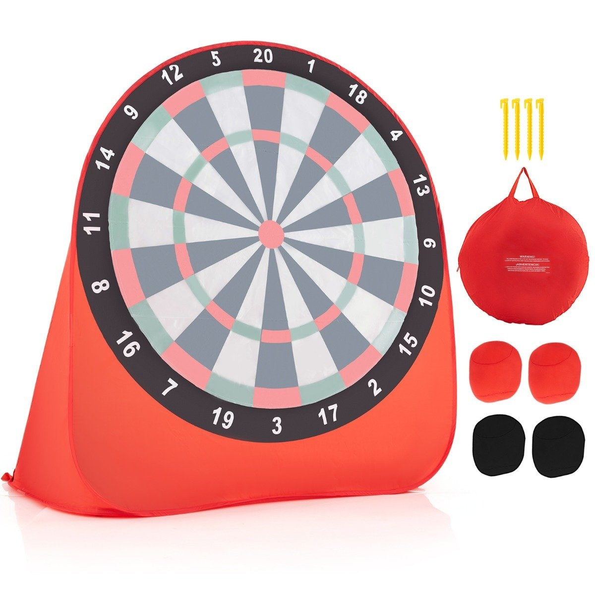 Large dartboard for children dart throwing game set with 4 kick balls football darts for garden red