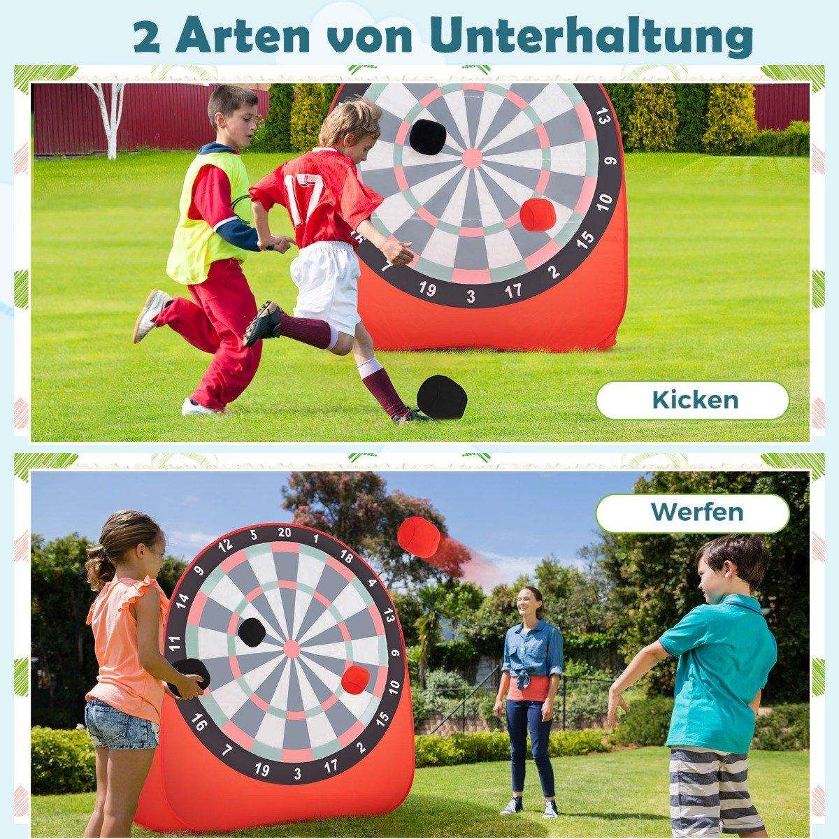 Large dartboard for children dart throwing game set with 4 kick balls football darts for garden red
