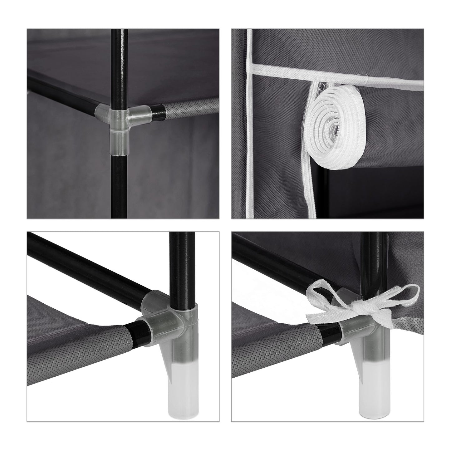 Large fabric wardrobe with clothes rail