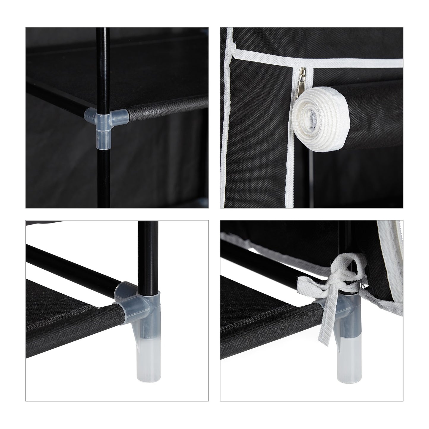 Large fabric wardrobe with clothes rail