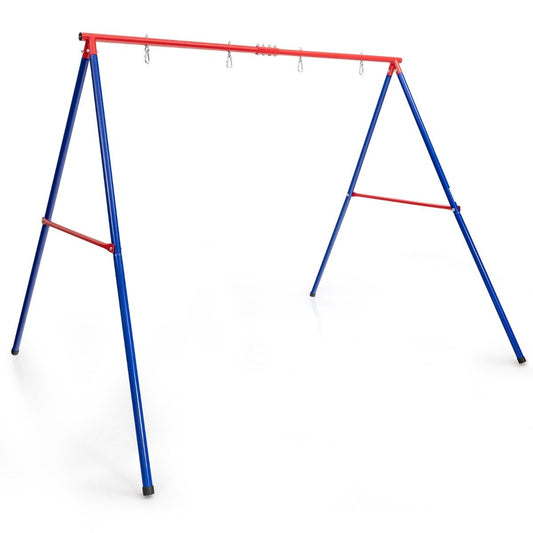 Large metal swing stand with sturdy A-frame ground anchor, non-slip & foot cap