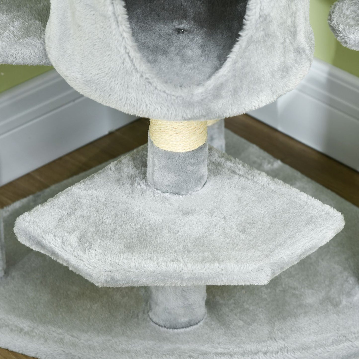Large cat tree with hammocks and caves, 200cm, light grey