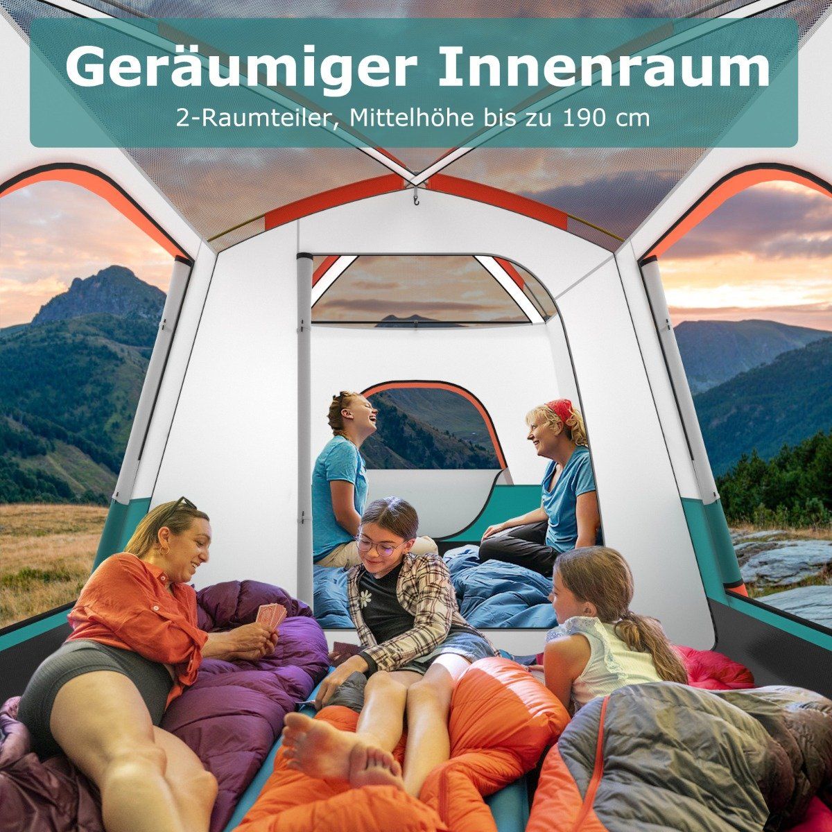 Large tent with awning &amp; floor &amp; 2 rooms &amp; 2 entrances &amp; carrying bag camping tent family tent S