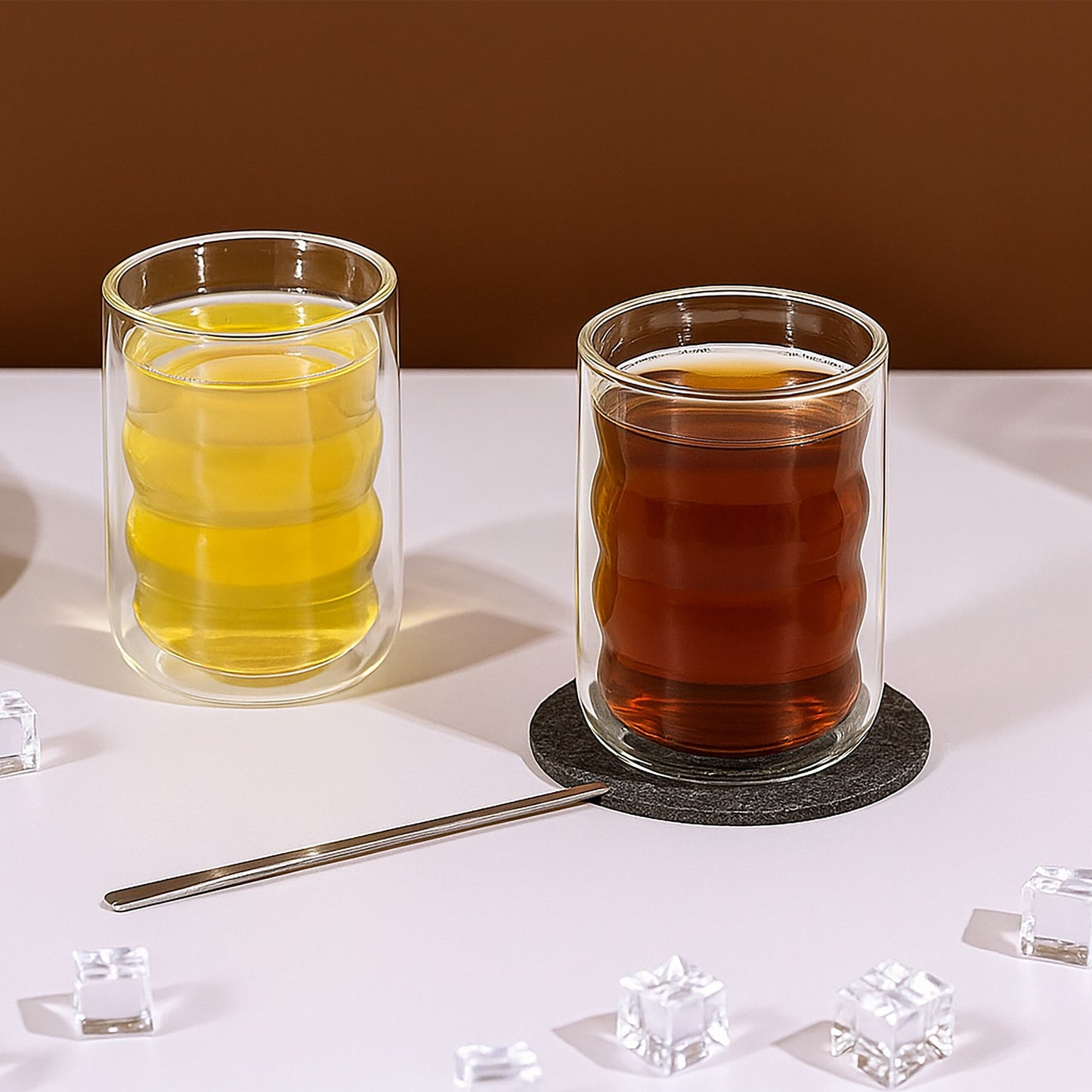 Latte Macchiato Glasses, Double-Walled with Spoons