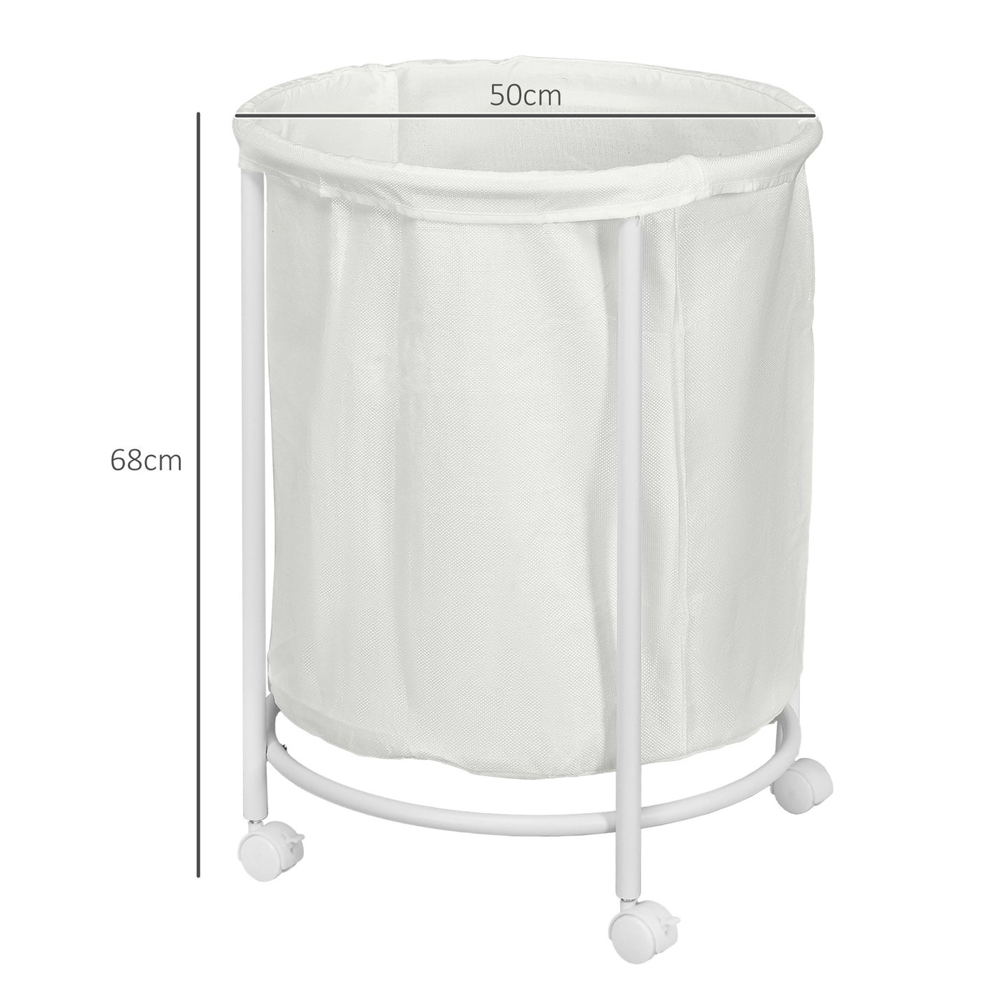 Laundry basket with wheels, 100L steel frame, removable bag