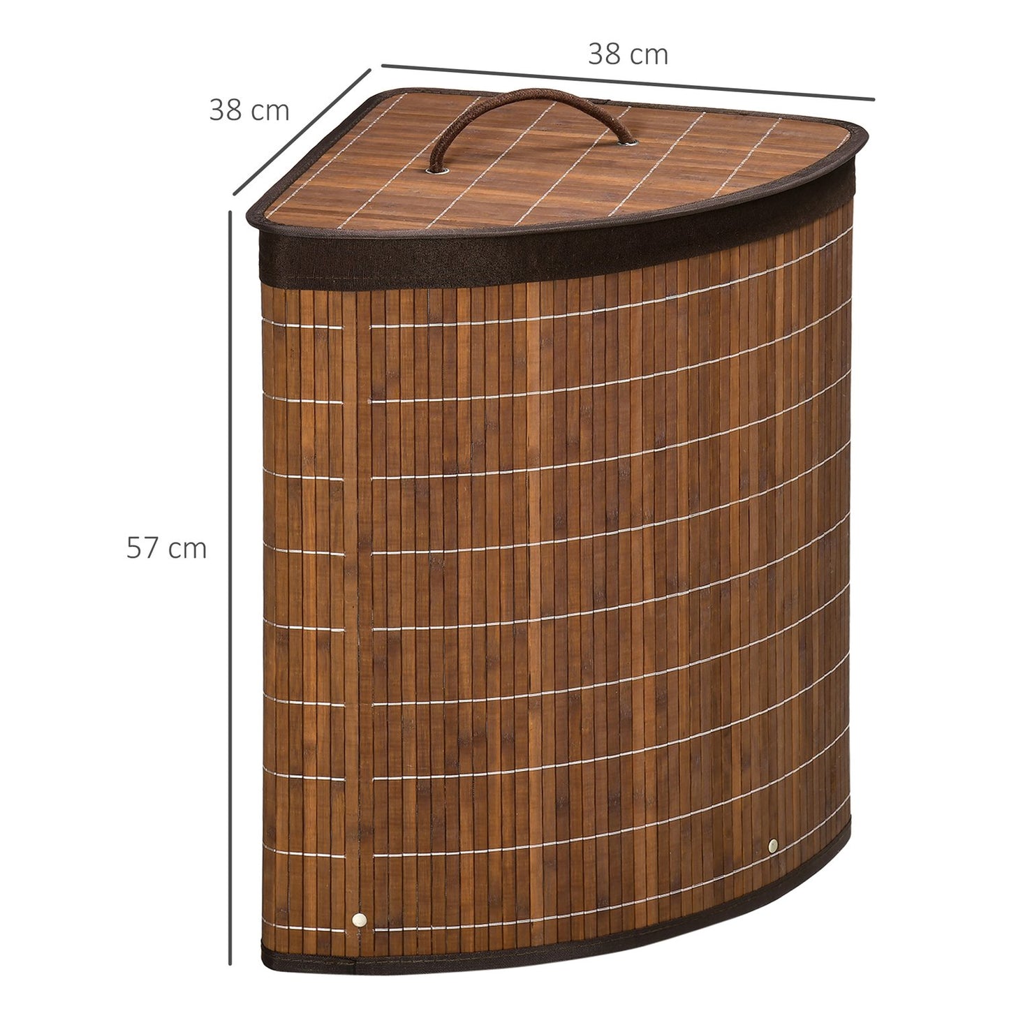 Bamboo laundry basket 55L with lid and removable bag