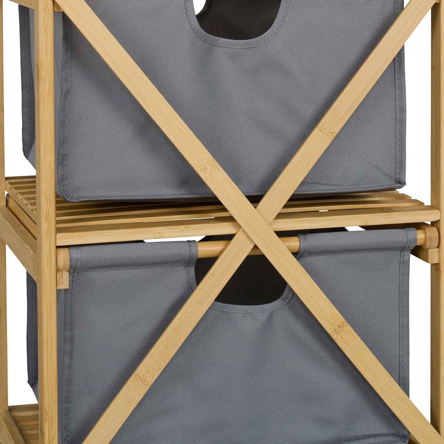 Laundry Basket Rack with 2 Drawers, Bamboo Shelf