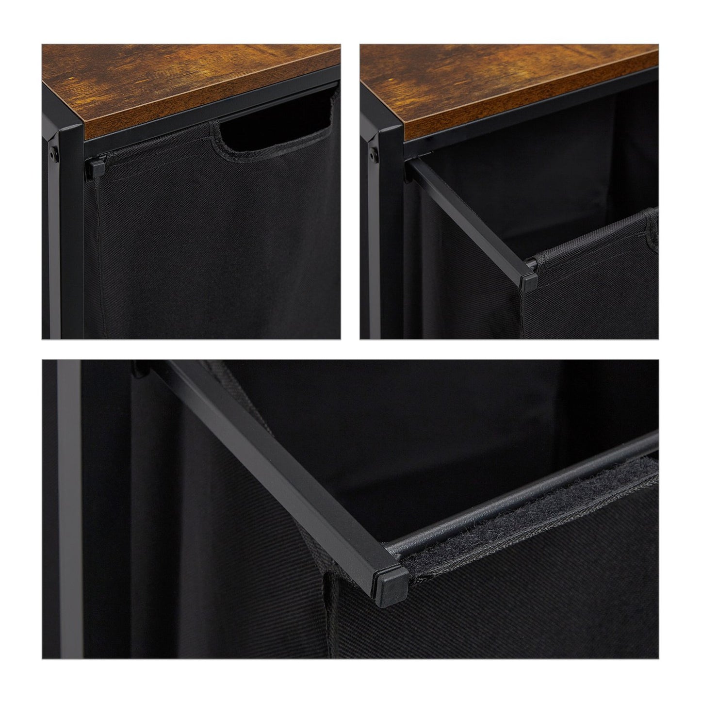 Laundry Basket Rack with Pull-Out Bins and Shelves