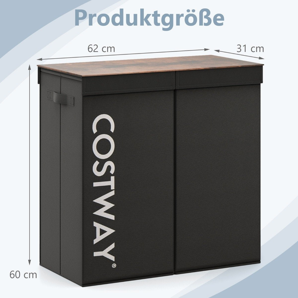 Laundry Basket with Lid, 105L, 2 Removable Bags, Black