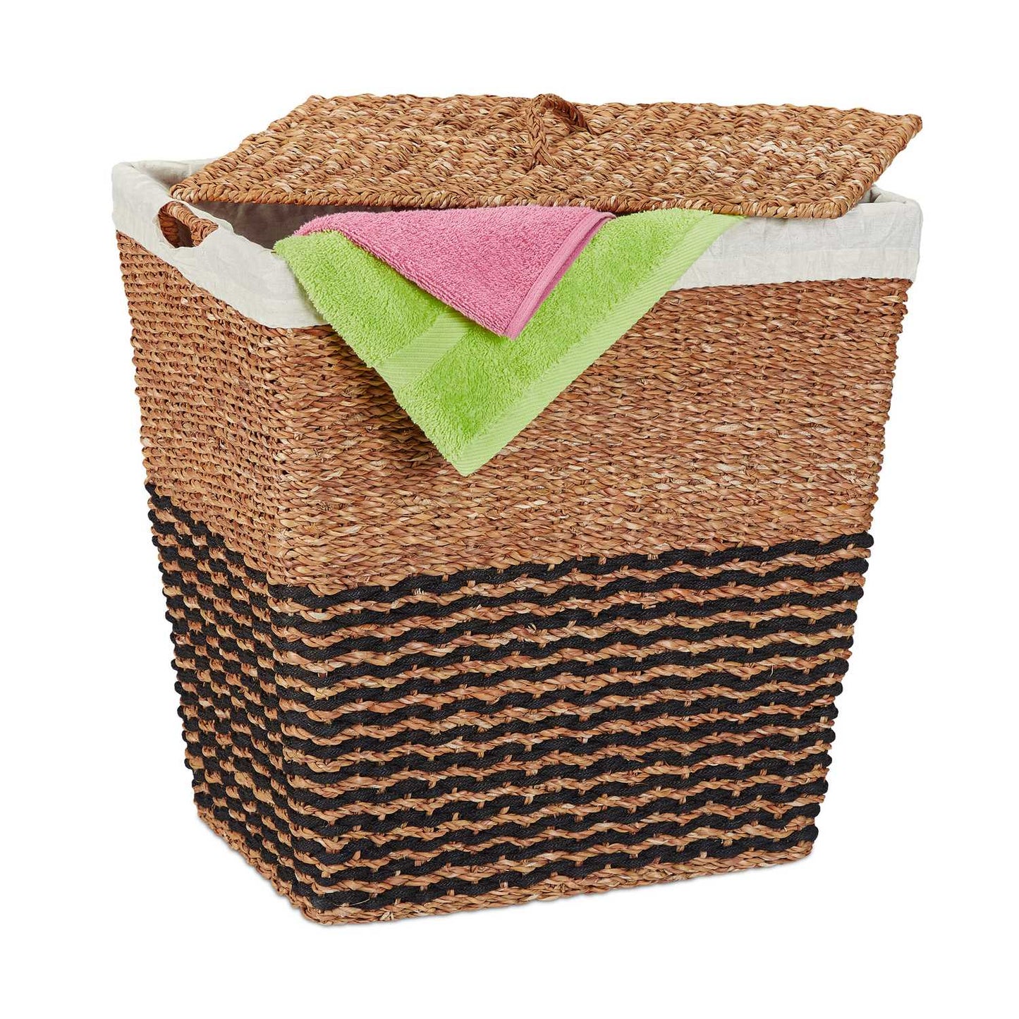 Laundry Basket with Lid, Seagrass, 87L Capacity