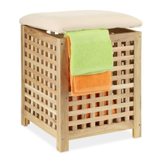 Laundry Basket with Seat Walnut
