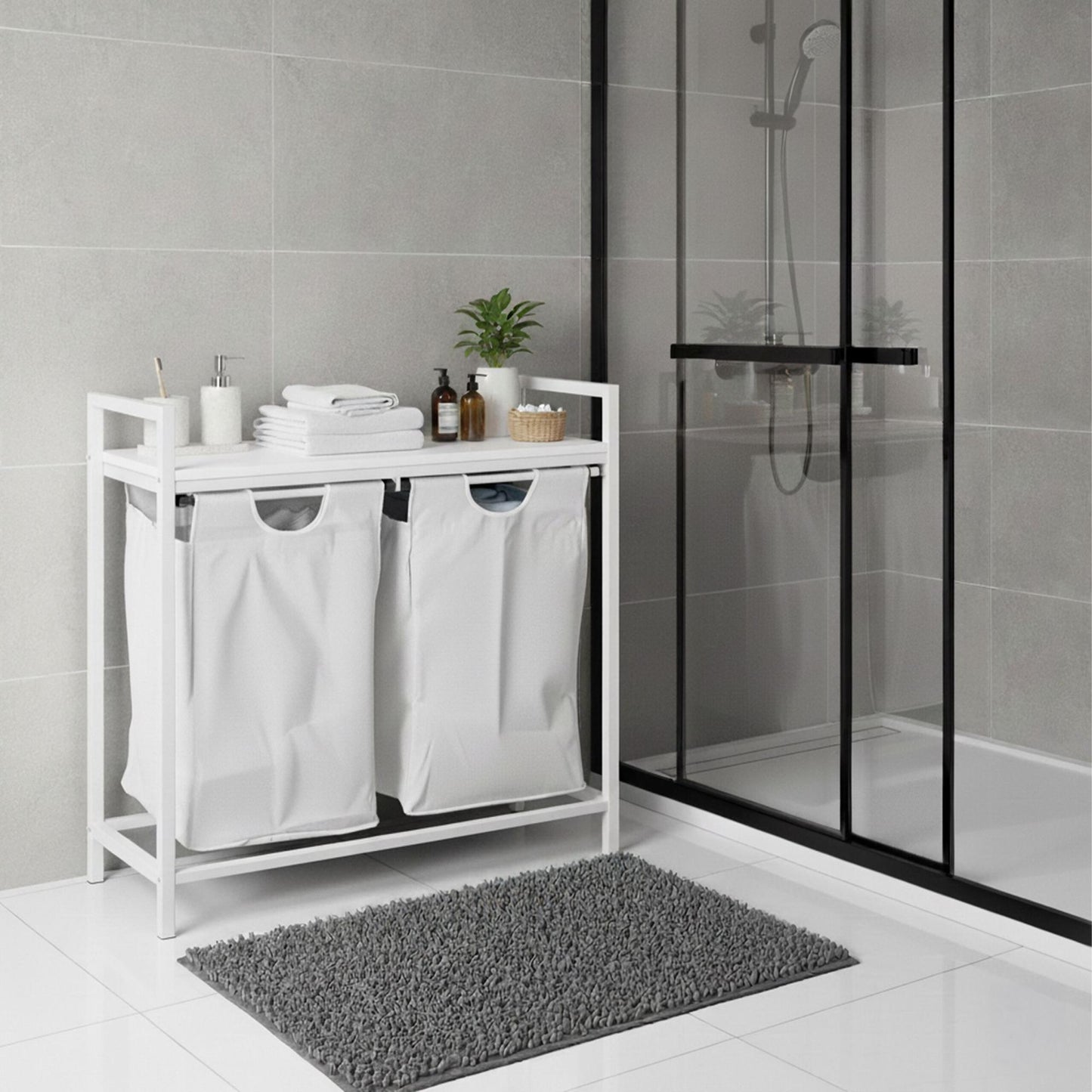 Laundry Sorter with 2 Removable Bags, Metal Frame