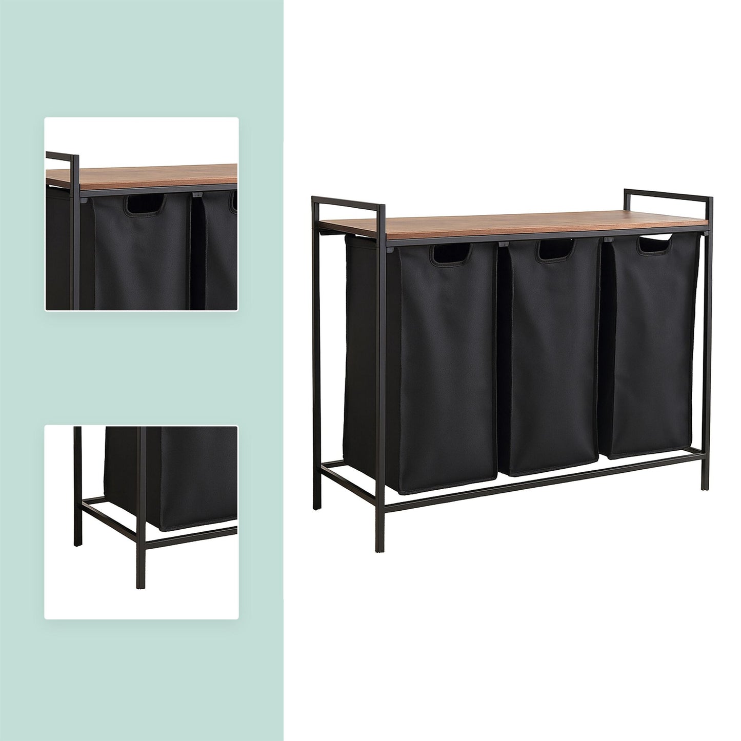 Laundry Sorter with 3 Bags and Shelf