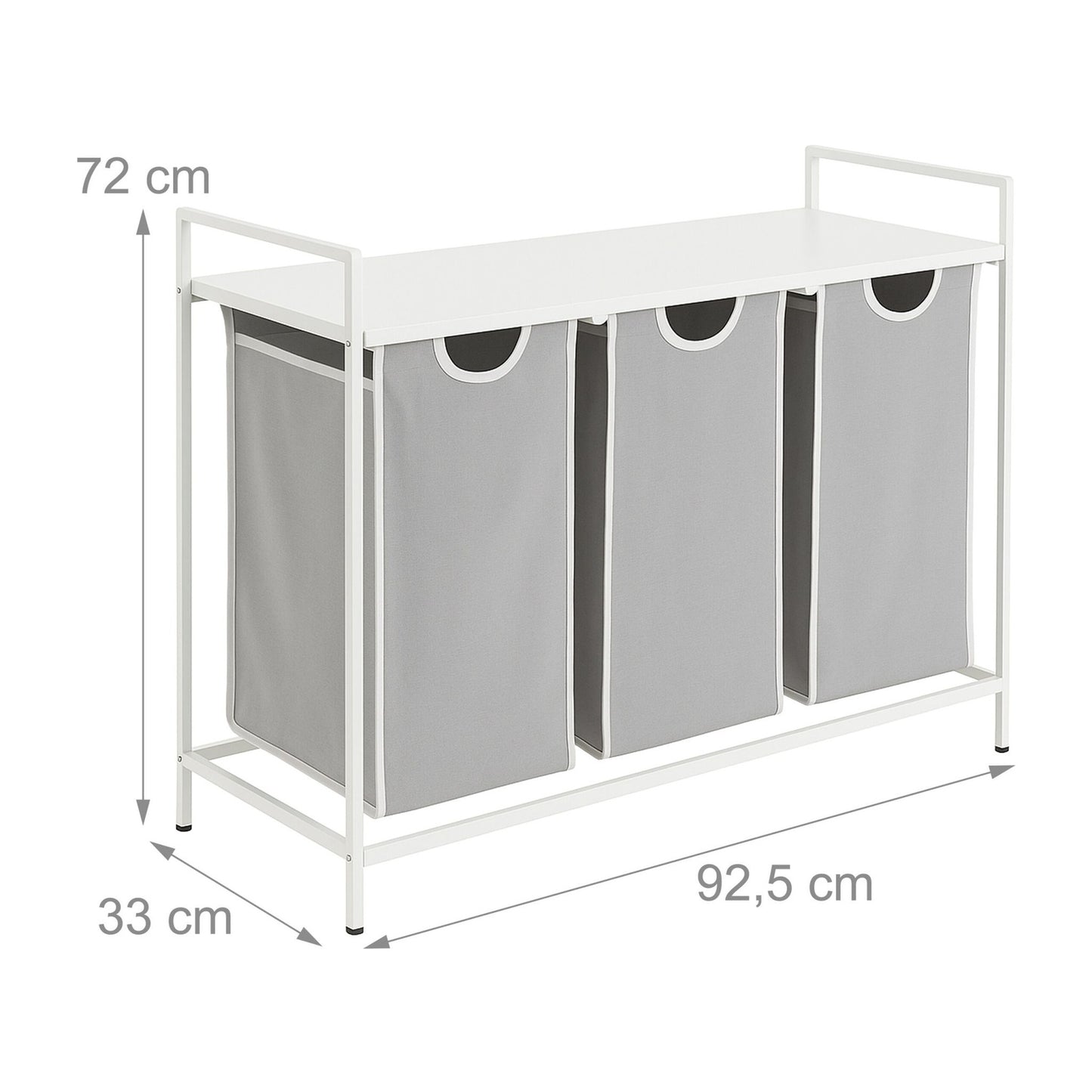 Laundry Sorter with 3 Bags and Shelf – Metal Frame