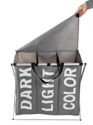 Laundry basket - 3 chambers on a folding frame