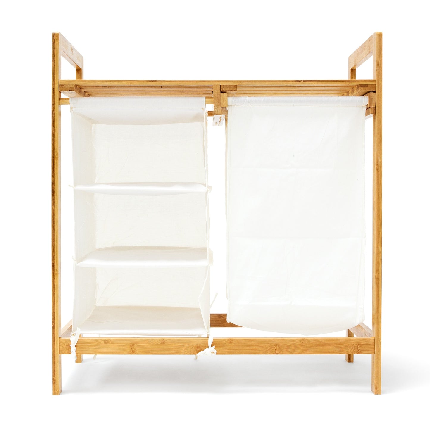 Laundry basket LINEA in bamboo with shelf