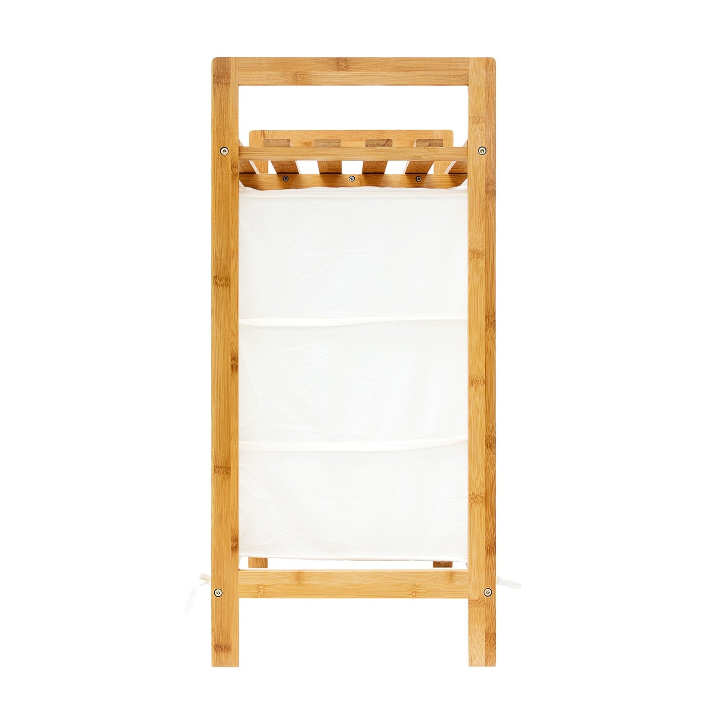 Laundry basket LINEA in bamboo with shelf