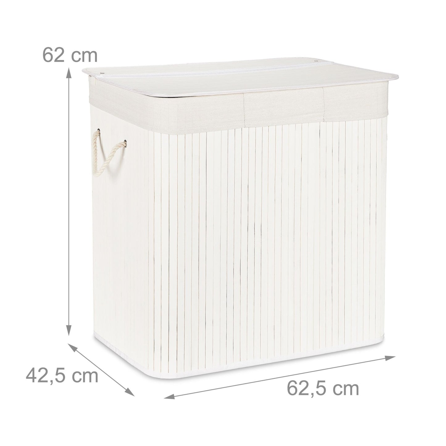 Laundry basket in bamboo 3 compartments