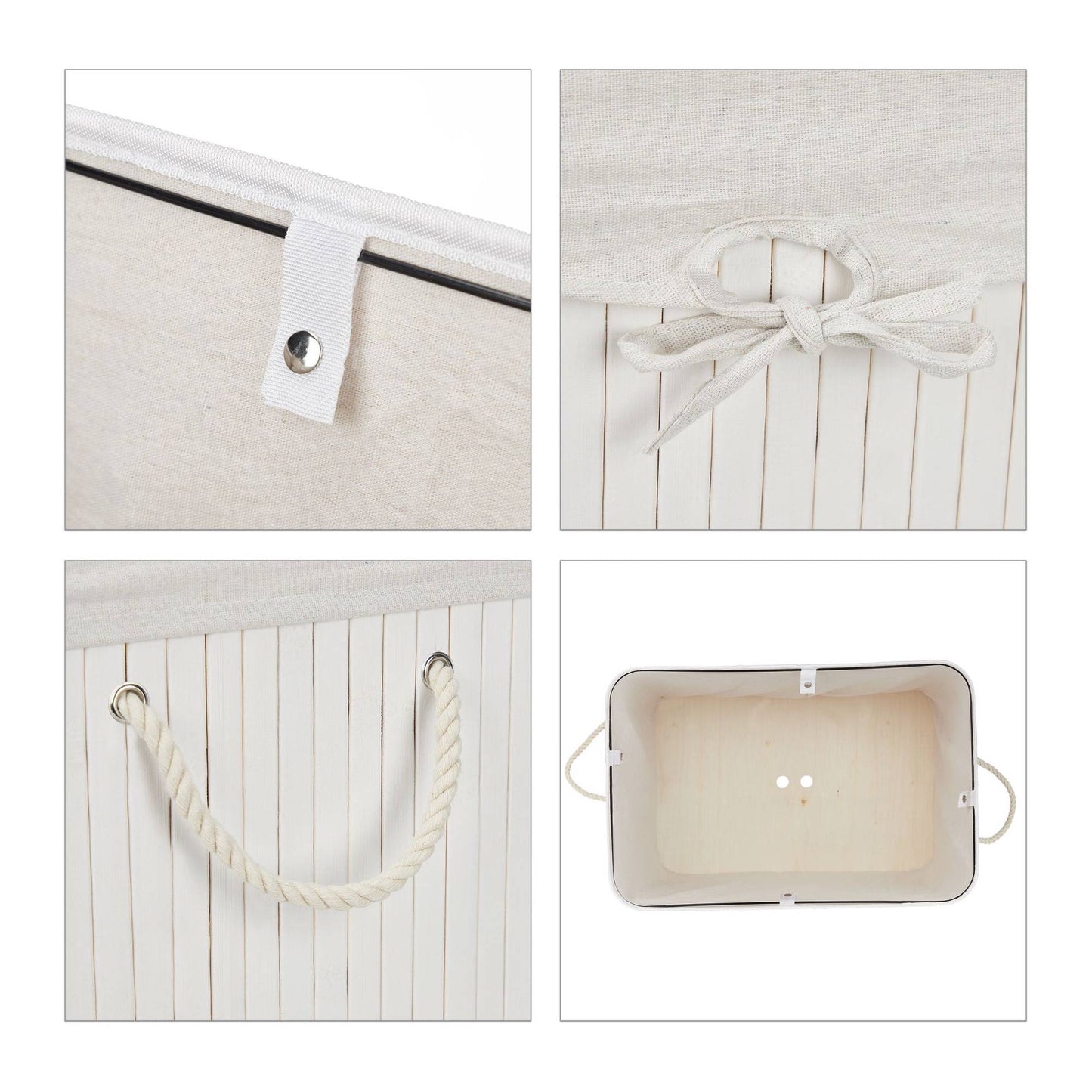 Laundry basket in bamboo 3 compartments
