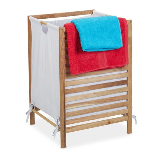 Laundry basket in walnut