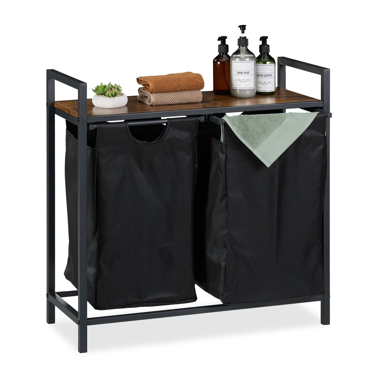 Laundry basket stand with shelf