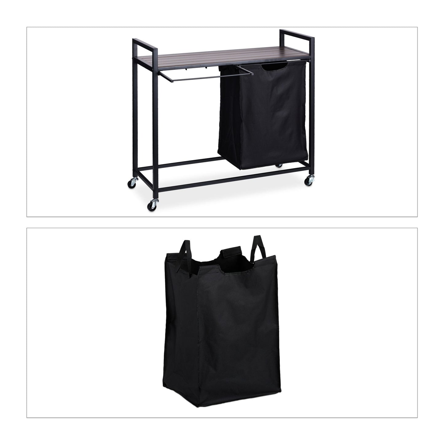 Laundry basket stand with shelf