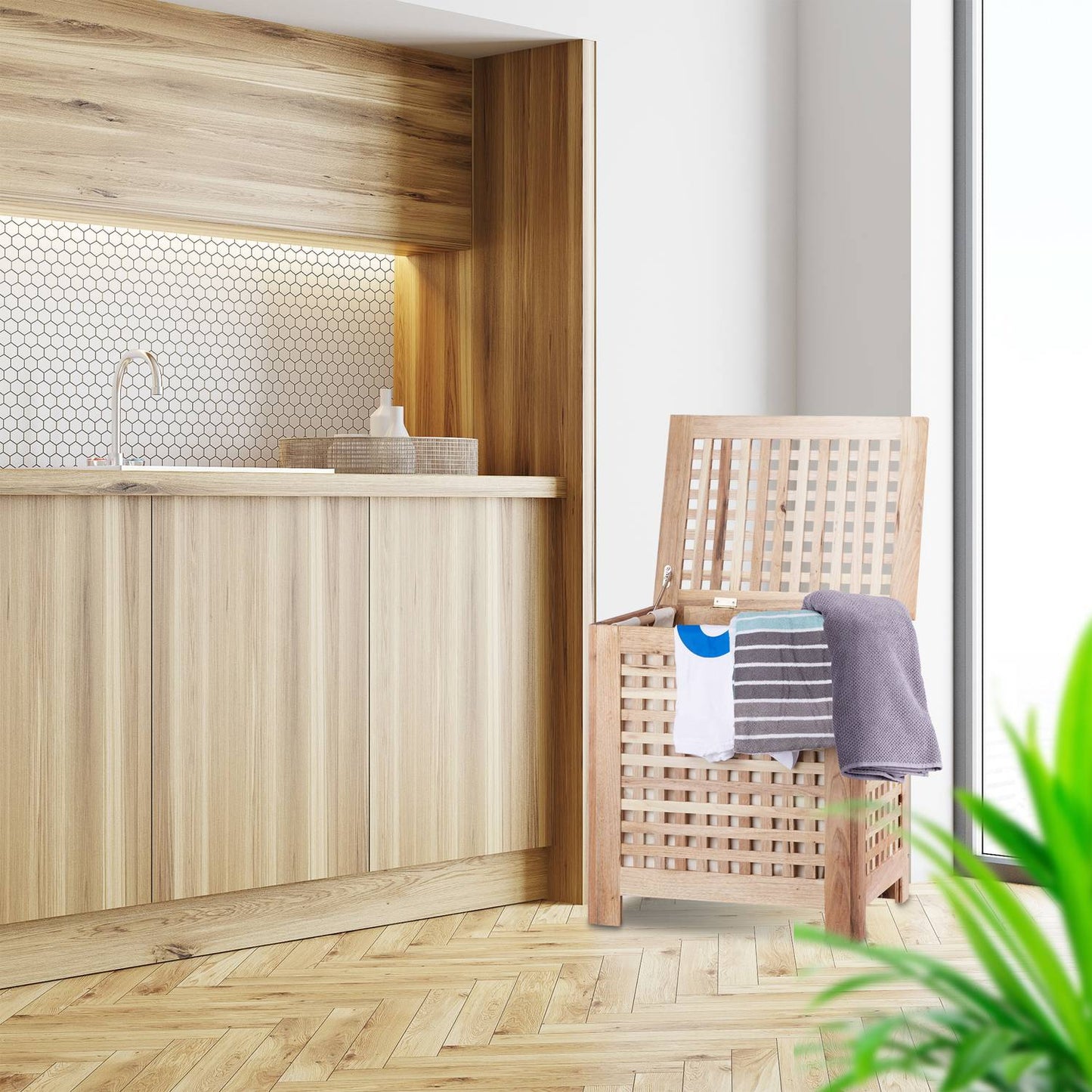 Laundry basket walnut