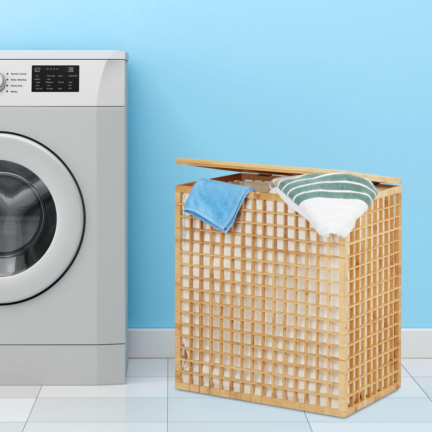 Laundry basket with 2 compartments