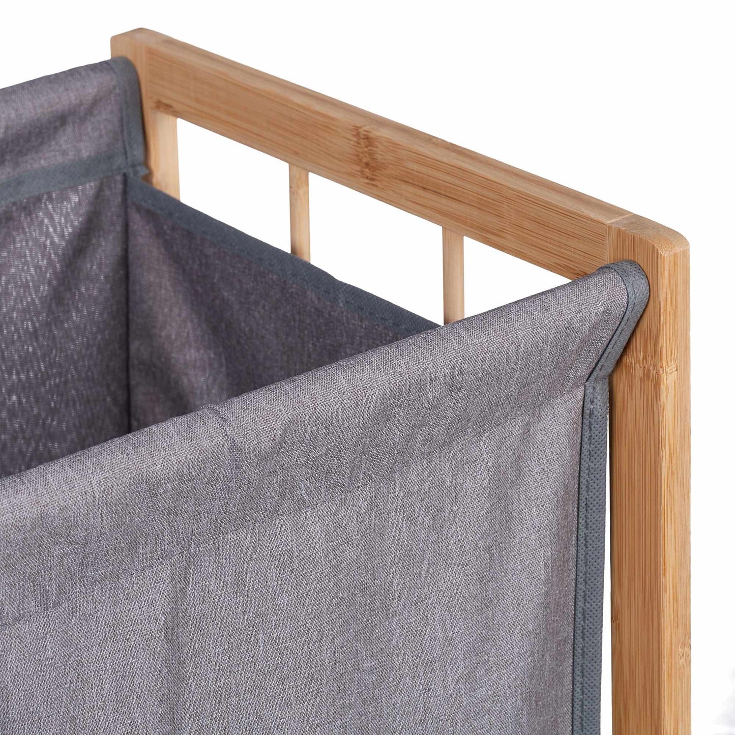 Laundry basket with bamboo frame