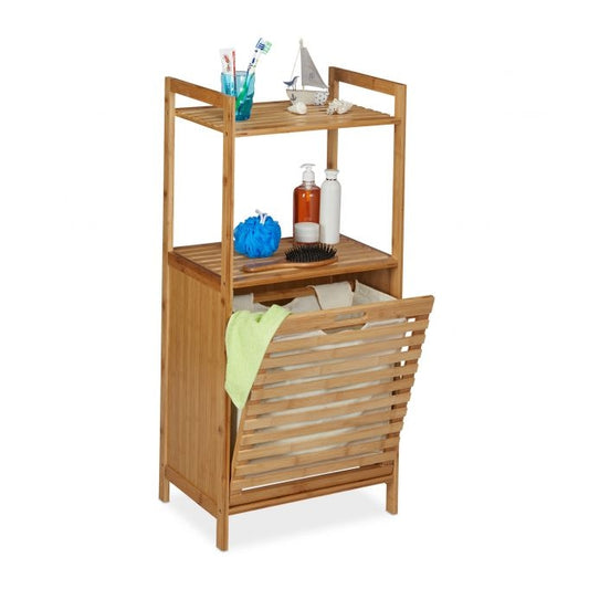 Laundry basket with bamboo shelf