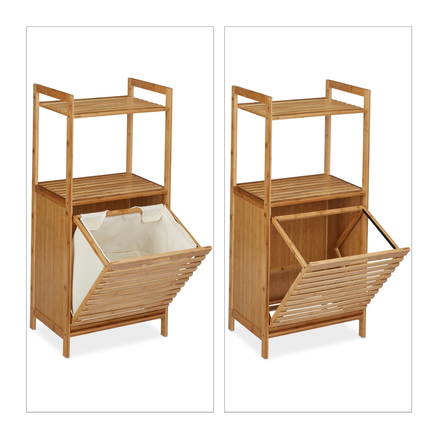 Laundry basket with bamboo shelf