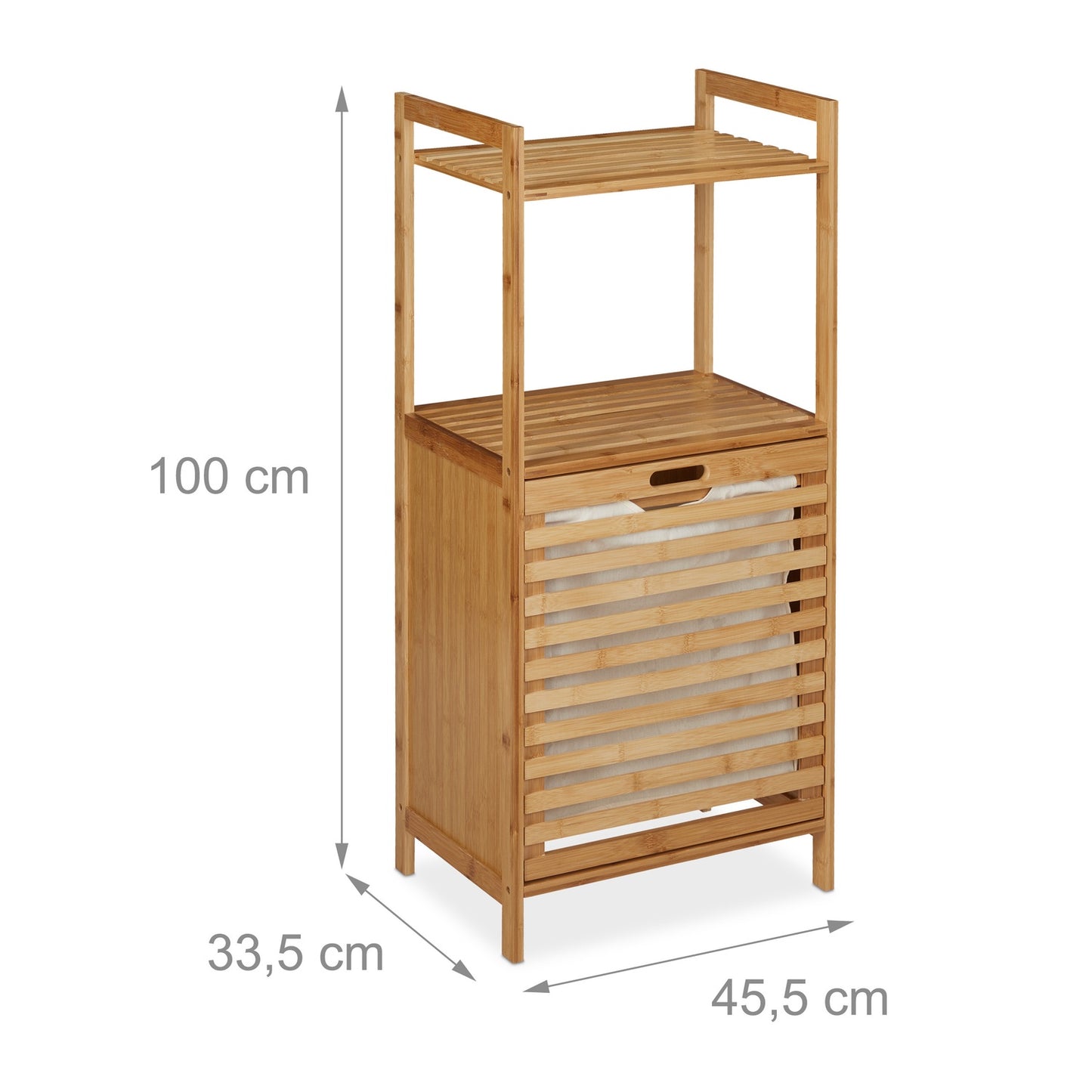 Laundry basket with bamboo shelf