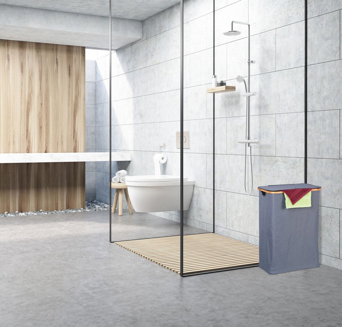 Laundry basket with lid 105 l