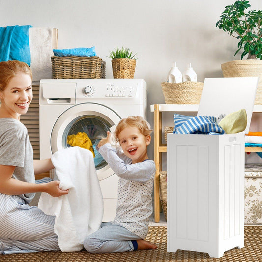 Laundry cabinet freestanding laundry chest wooden laundry collector with lid storage cabinet bathroom bathroom cabinet white