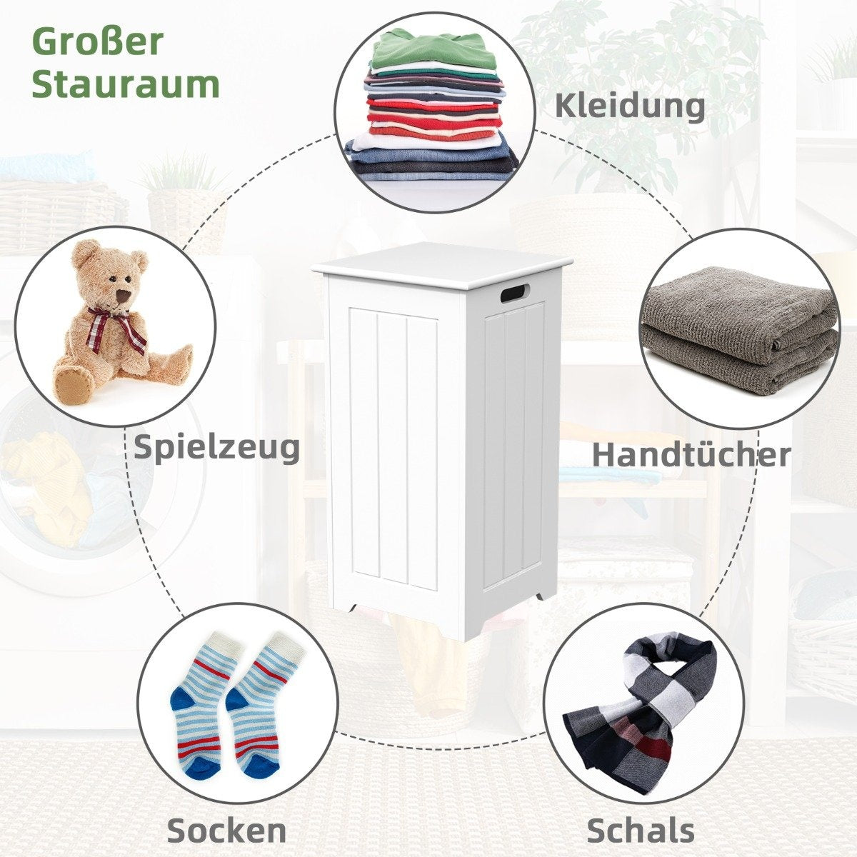 Laundry cabinet freestanding laundry chest wooden laundry collector with lid storage cabinet bathroom bathroom cabinet white