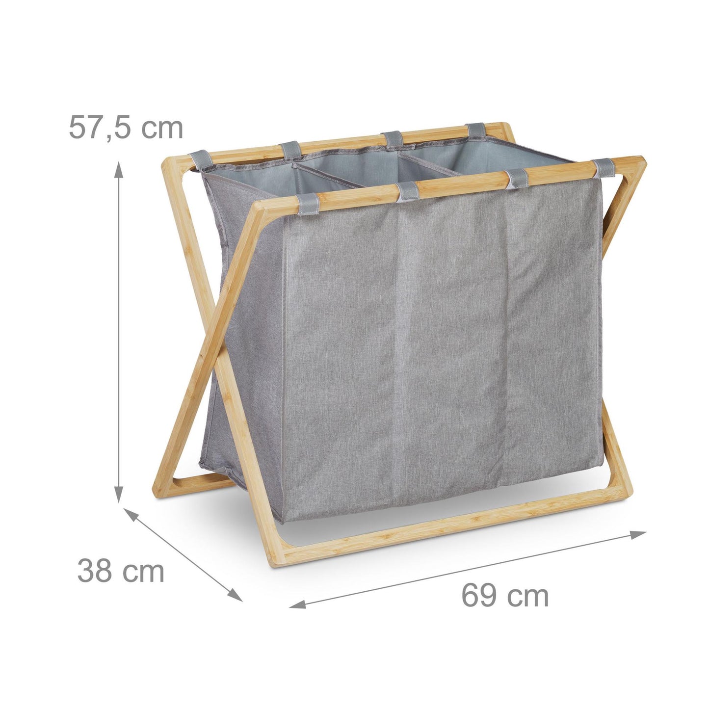 Laundry sorter 3 compartments foldable