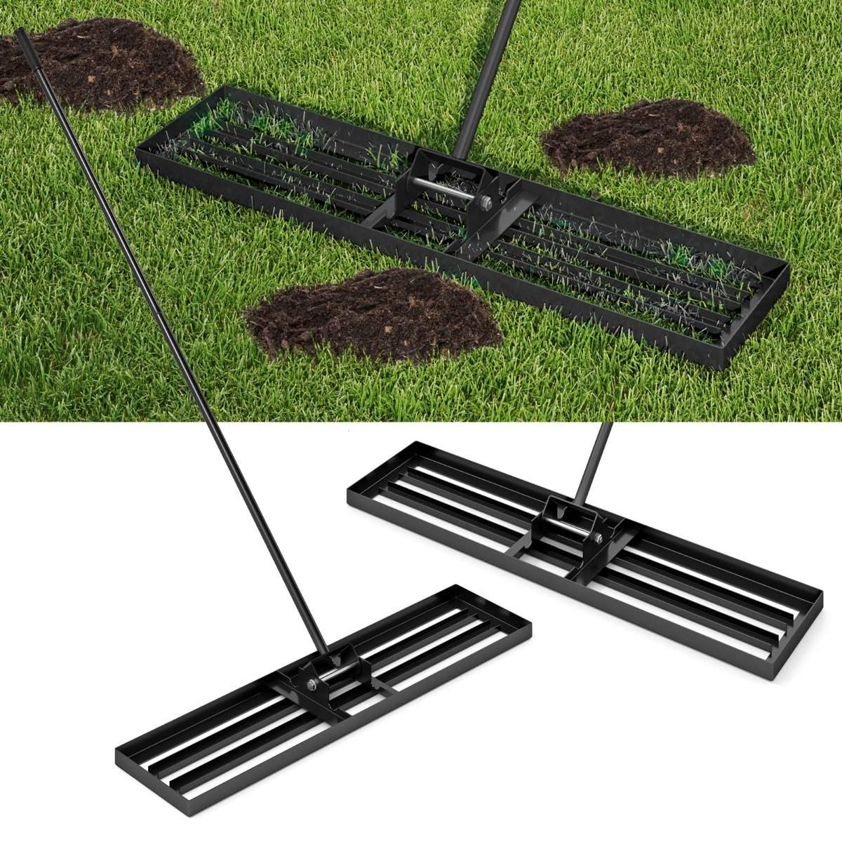 Lawn Leveling Rake with Ergonomic Handle, 106 x 25 cm