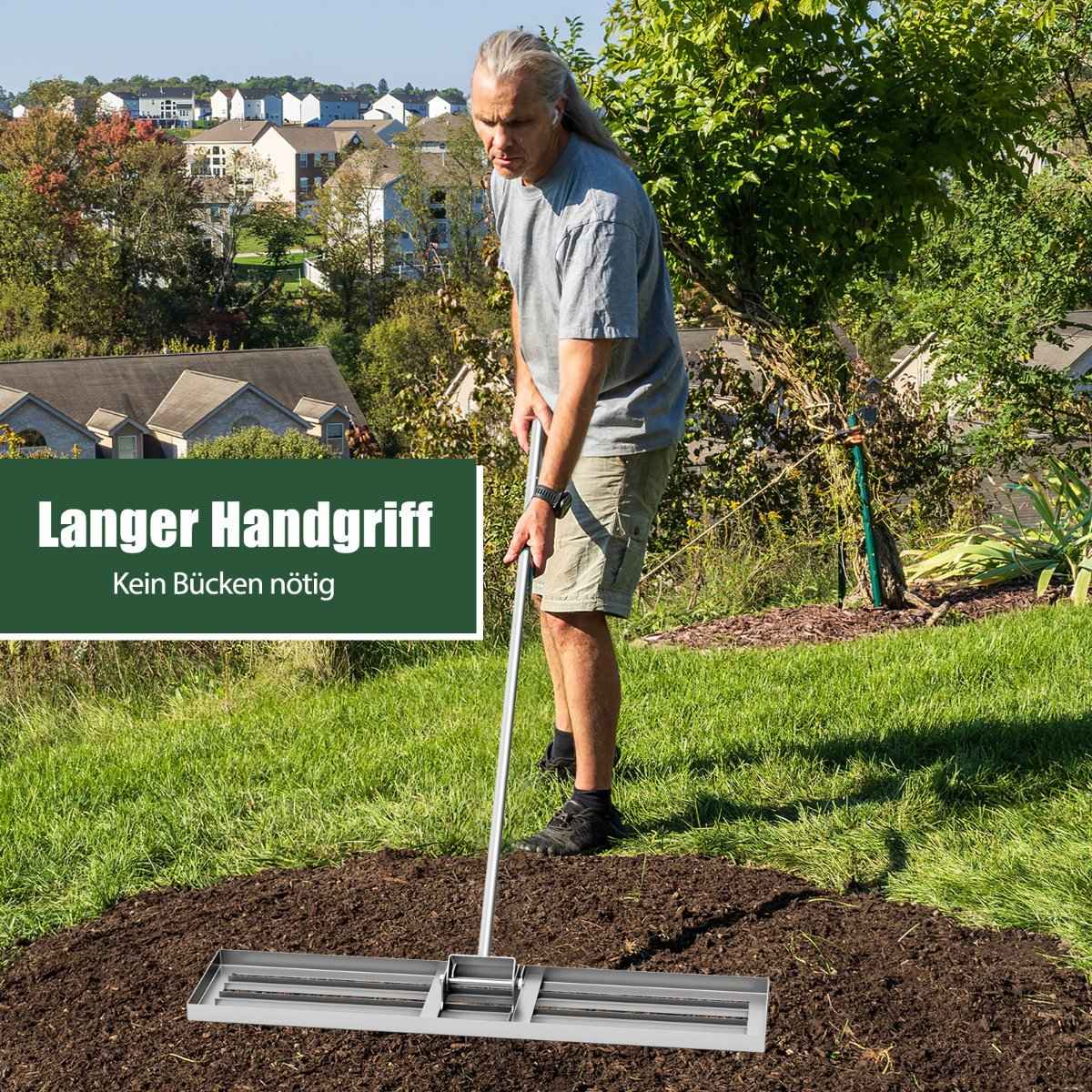 Lawn Leveling Rake with Ergonomic Handle, 106x25 cm