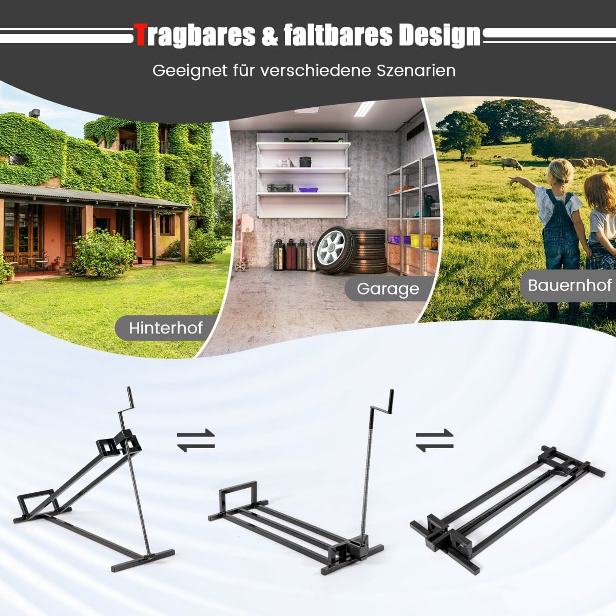 Lawn Tractor Lift, Adjustable, 400 kg Capacity, Foldable