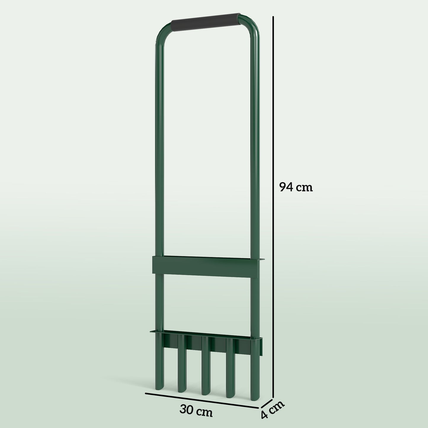 Manual lawn aerator, 30 cm wide, non-slip handle