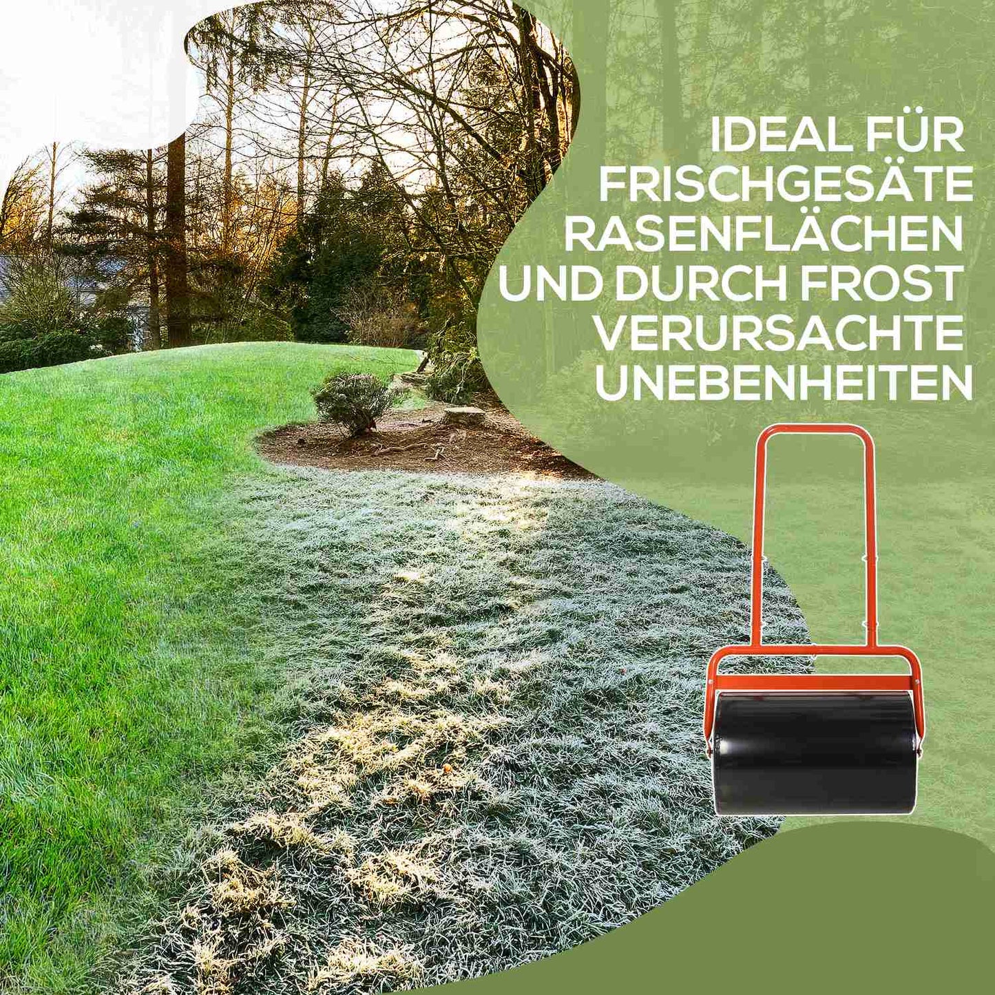 Grass roller 50cm, Steel, Fill with water or sand, Red