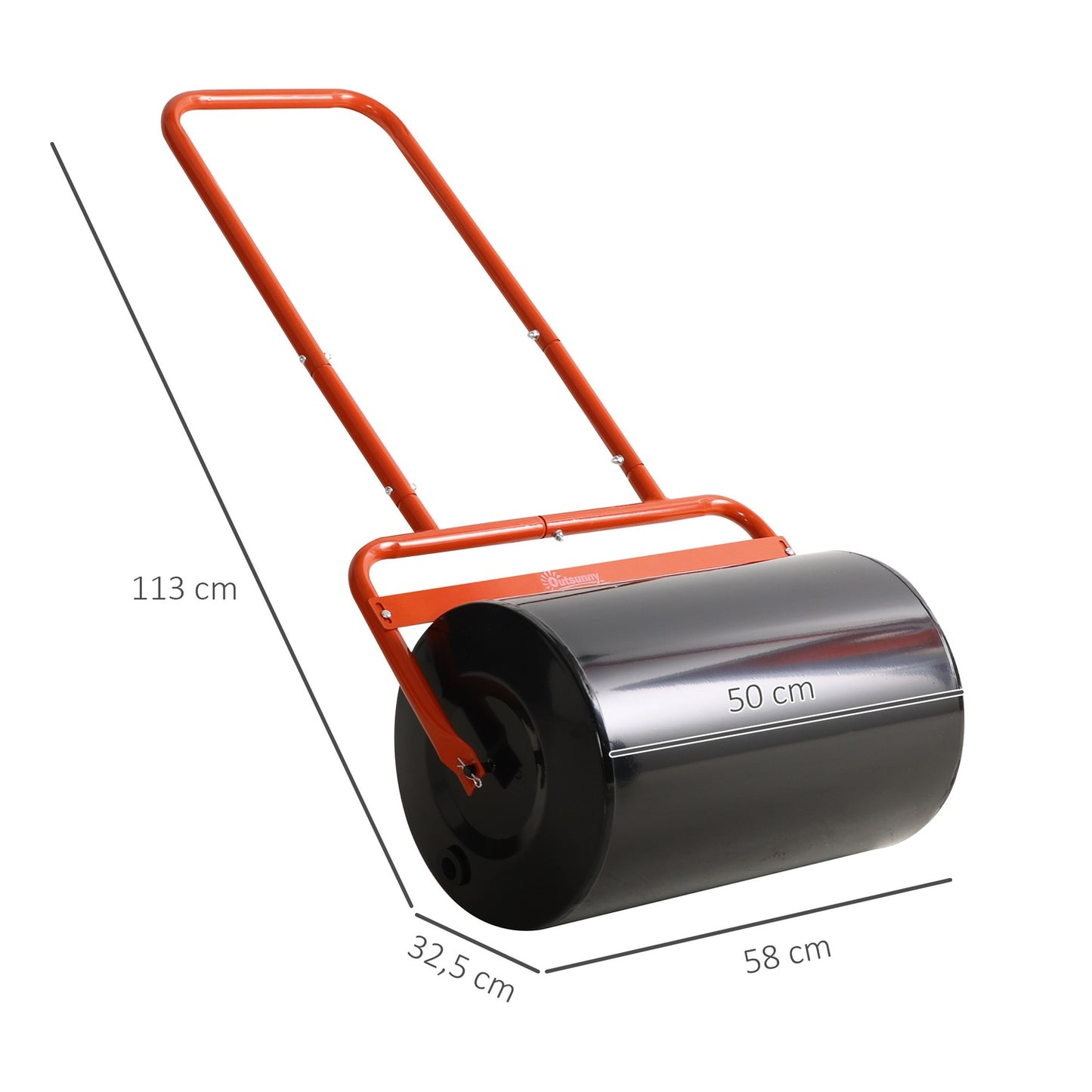 Grass roller 50cm, Steel, Fill with water or sand, Red