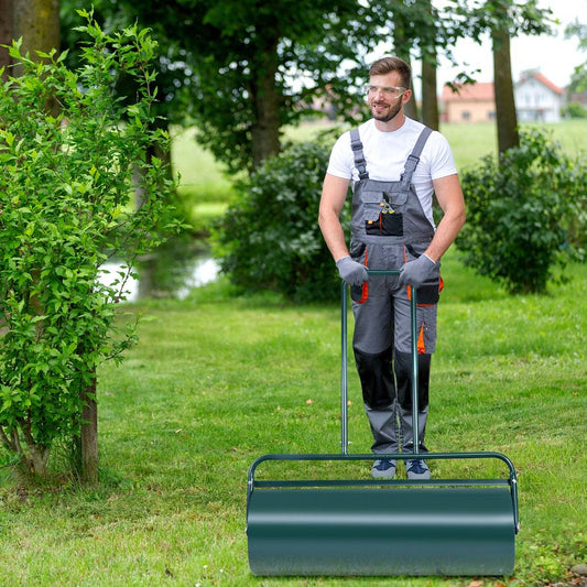 Lawn roller 90cm hand roller 63L garden roller with heavy duty drum lawn roller green