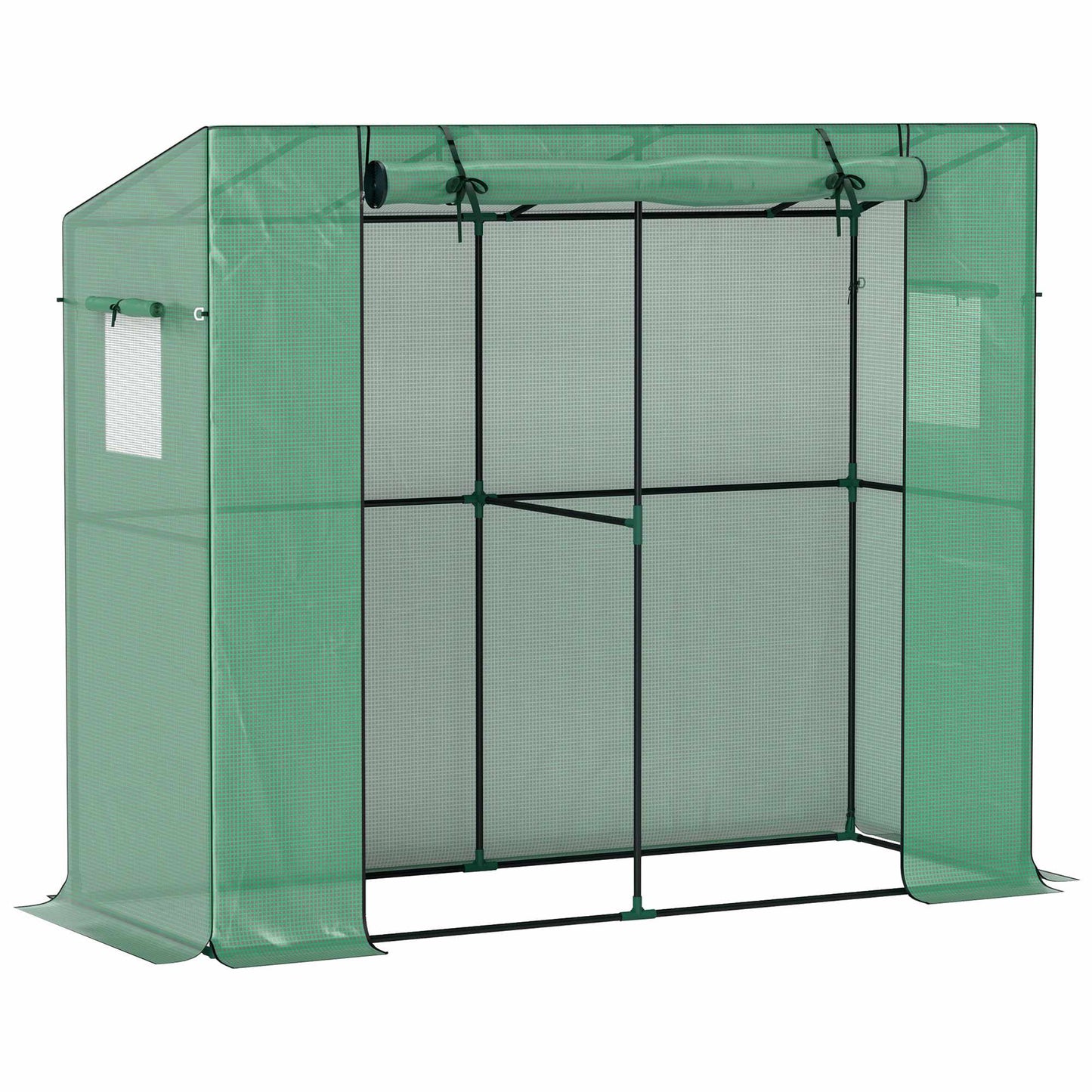 Lean-To Mini Greenhouse with UV Cover, Roll-Up Door