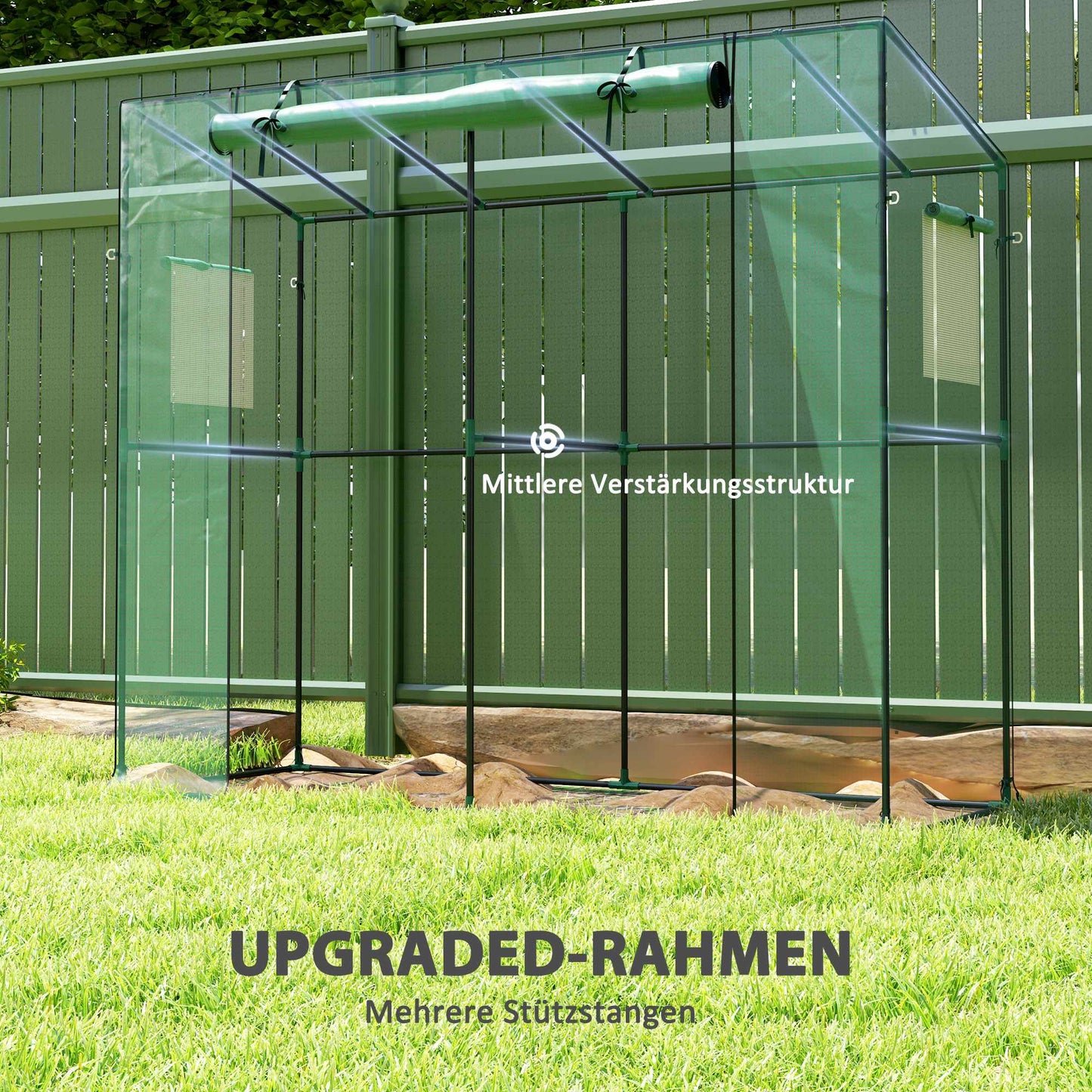 Lean-To Mini Greenhouse with UV Cover, Roll-Up Door