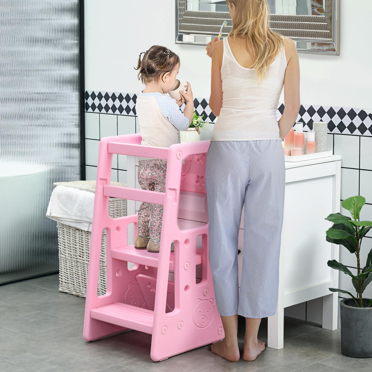 Montessori Learning Tower Step Stool, adjustable height, HDPE
